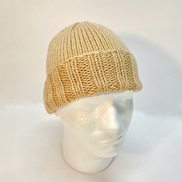 NWT Hand Knit Mens Basic Folded Brim Beanie Hat One Size Fits Most - Picture 2 of 7